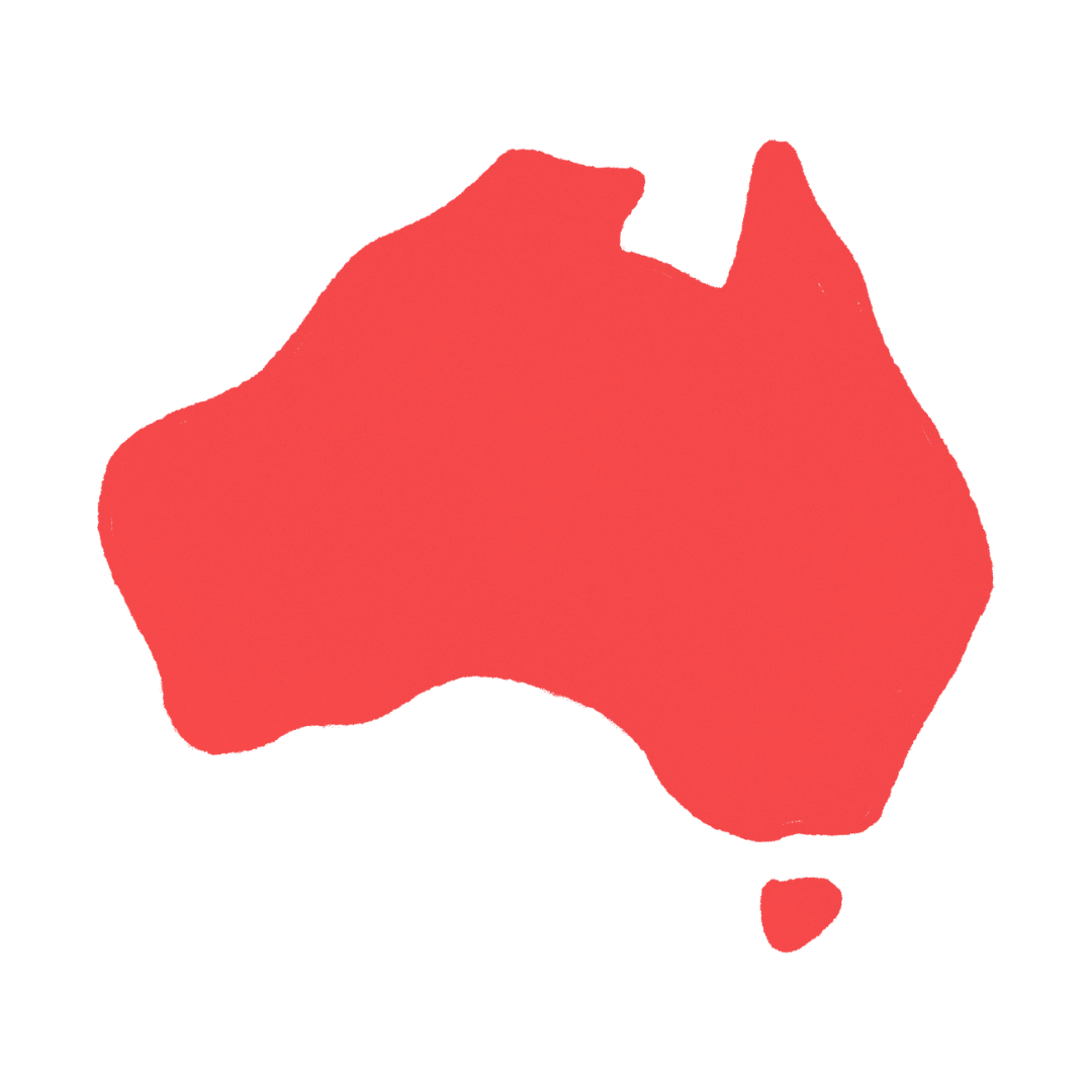 A red logo of Australia in a simple graphic style